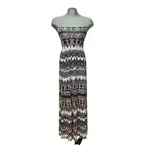 Cynthia Rowley Maxi Dress Long Strapless Boho Bohemian Ikat Beach
